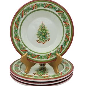 Christopher Radko Christopher's Tree Christmas Soup Bowls Set of 4 Retired Vtg